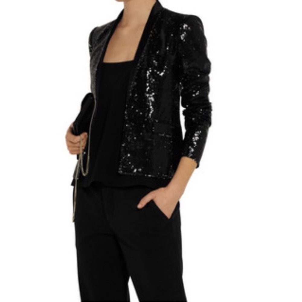 NWT Maje black sequin tuxedo jacket - Picture 3 of 13